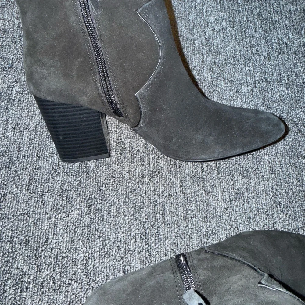 Zara Black Suede Cowboy Ankle Boots - Picture 5 of 9